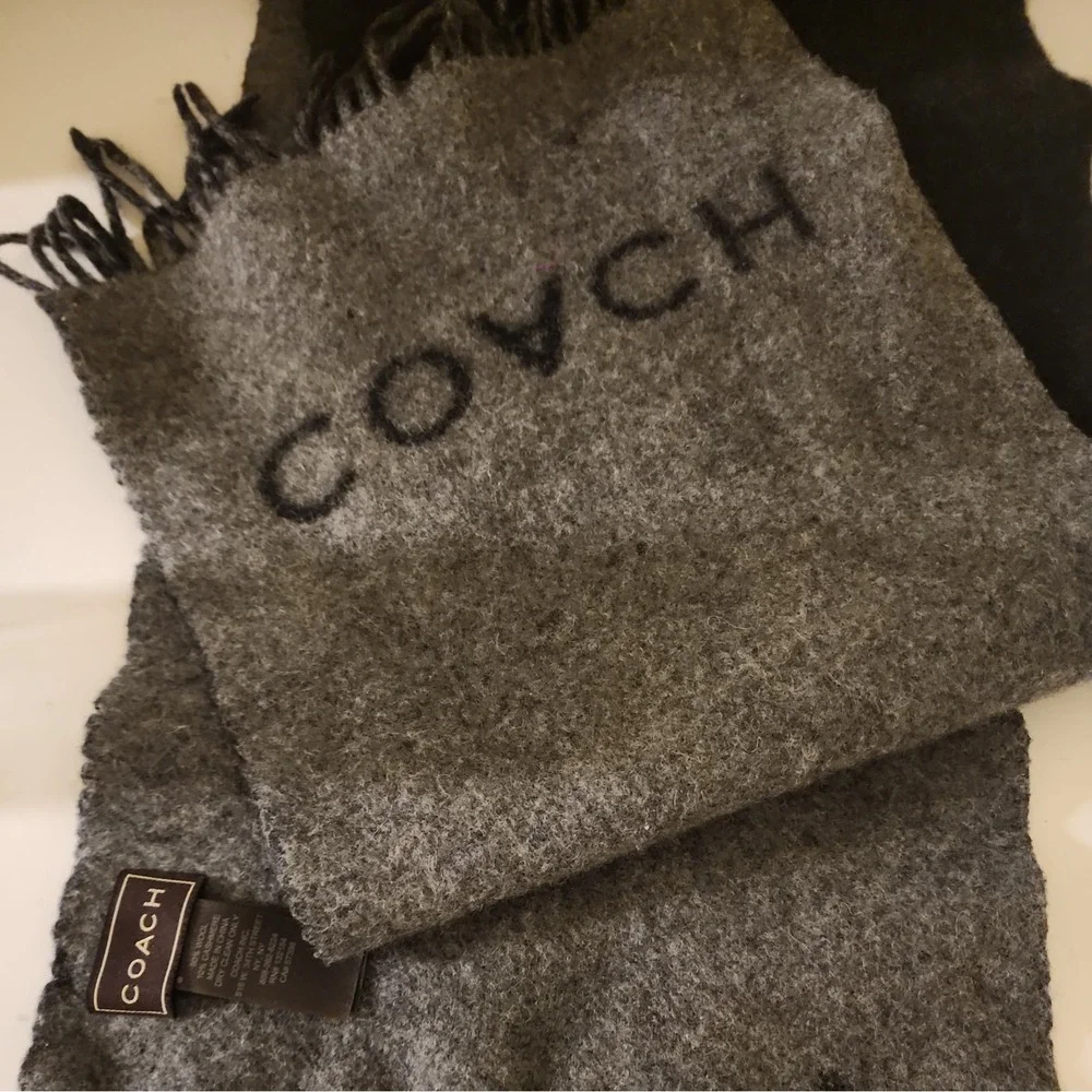 Coach  Men's Wool Scarf BICOLOR DOUBLEFACE  Black/Gray